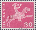 Switzerland postilion on horseback postage stamp type 1