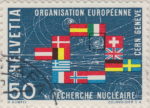 Switzerland 1966 CERN postage stamp plate flaw