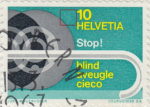 Switzerland 1967 blind people in traffic postage stamp retouching