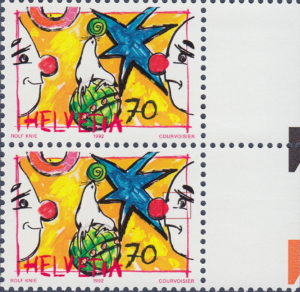 Switzerland 1992 Circus postage stamp plate flaw