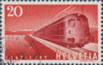Switzerland 1947 train postage stamp