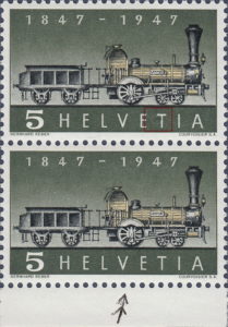 Switzerland 1947 railway anniversary postage stamp retouching