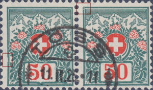 Switzerland postage due stamp error left border indented