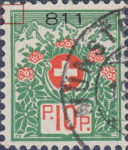 Switzerland franchise stamp flaw crack in top left corner