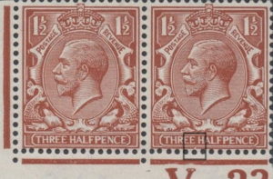 Great Britain 1912 postage stamp plate flaw broken frame