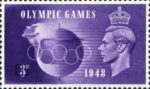 Great Britain 1948 Olympic Games postage stamp flaw hooked 3