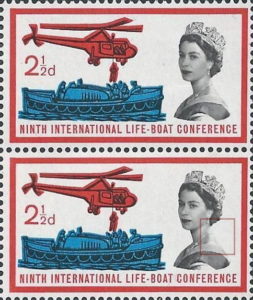 Great Britain 1963 Life-boat conference postage stamp plate flaw missing neckline