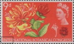 Great Britain 1964 Botanical Congress postage stamp plate flaw line over INTER