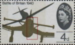 Great Britain 1965 Battle of Britain postage stamp plate flaw line over the Stuka airplane