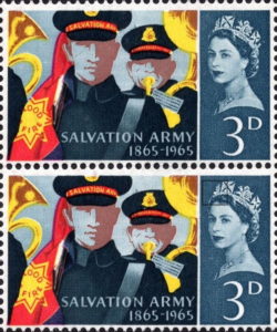 Great Britain 1965 Salvation Army postage stamp plate flaw dot on diadem