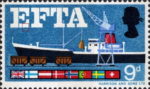 Great Britain 1967 EFTA postage stamp plate flaw