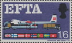 Great Britain 1967 EFTA postage stamp plate flaw broken strut