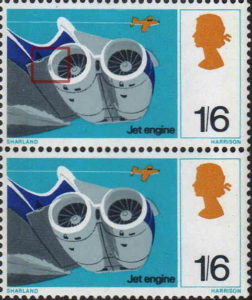 Great Britain 1967 jet engine postage stamp plate flaw