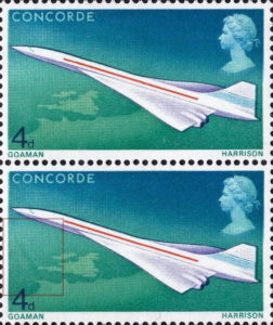 Great Britain 1969 Airplane Concorde postage stamp oil slick flaw