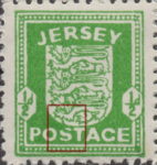 German occupation of Britain postage stamp Jersey plate flaw broken S