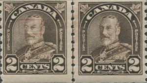 Canada George V postage stamp plate flaw cockeyed king