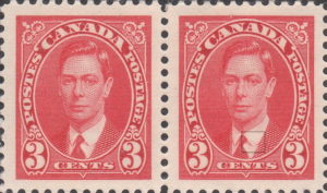 Canada 1937 George VI postage stamp flaw crease on collar