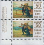 Canada 1969 postage stamp flaw line from knee