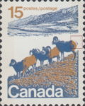 Canada 1972 postage stamp flaw mountain sheep blue tail