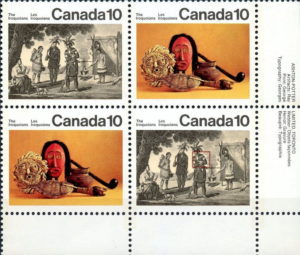 Canada 1976 Iroquians postage stamp flaw