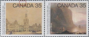 Canada 1980 Royal Canadian Academy of Arts postage stamp flaw