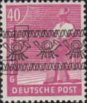 Post horn overprint on German pictorial stamp of 1947