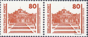 GDR Sanssouci castle in Potsdam postage stamp constant flaw
