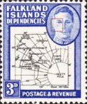 Falkland Islands teardrop postage stamp plate flaw