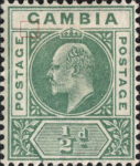 GB Gambia Edward VII postage stamp flaw dented frame