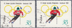 Poland Olympic Games Innsbruck postage stamp constant flaw