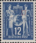 GDR DDR Germany 1949 postal worker trade union stamp plate flaw 243IV