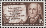 Germany DDR GDR 1953 patriots Karl Reichsfreiherr vom und zum Stein postage stamp plate flaw