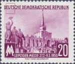 Germany DDR GDR 1955 Leipzig spring fair postage stamp plate flaw