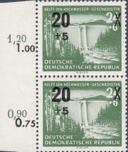 Germany DDR GDR 1954 flood victims postage stamp plate flaw 449I
