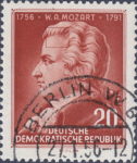 Germany 1956 DDR 511 Wolfgang Amadeus Mozart stamp plate flaw