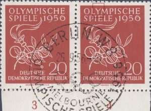 Germany 1956 DDR 539II Olympic games Melbourne stamp plate flaw