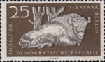 Germany 1956 DDR 555 Berlin ZOO buffalo stamp plate flaw