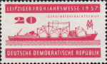 Germany 1957 DDR 559 Leipzig fair ship stamp plate flaw