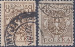 Poland 1920 8 marks arms postage stamp types
