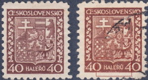 Czechoslovakia coat of arms postage stamp types