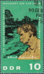 Germany DDR 1965 Albert Schweitzer stamp plate flaw 1084