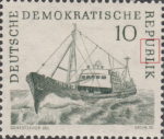 GDR 1961 Ship fishing postage stamp plate flaw
