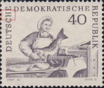 GDR 1961 fish postage stamp plate flaw