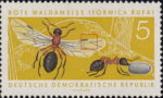 GDR 1962 insects postage stamp plate flaw
