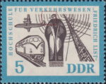 GDR 1962 Friedrich List Transportation College stamp plate flaw 916I