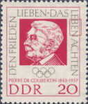 Germany 1962 Pierre de Coubertin Olympic postage stamp plate flaw