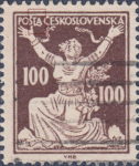Czechoslovakia stamp 1920 Liberated Republic 100 h plate flaw I/1