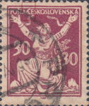 Czechoslovakia stamp 1920 Liberated Republic 30 h plate flaw I/3