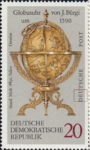 DDR 1795 terrestrial globe postage stamp flaw