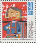 Child drawing postage stamp Germany GDR DDR